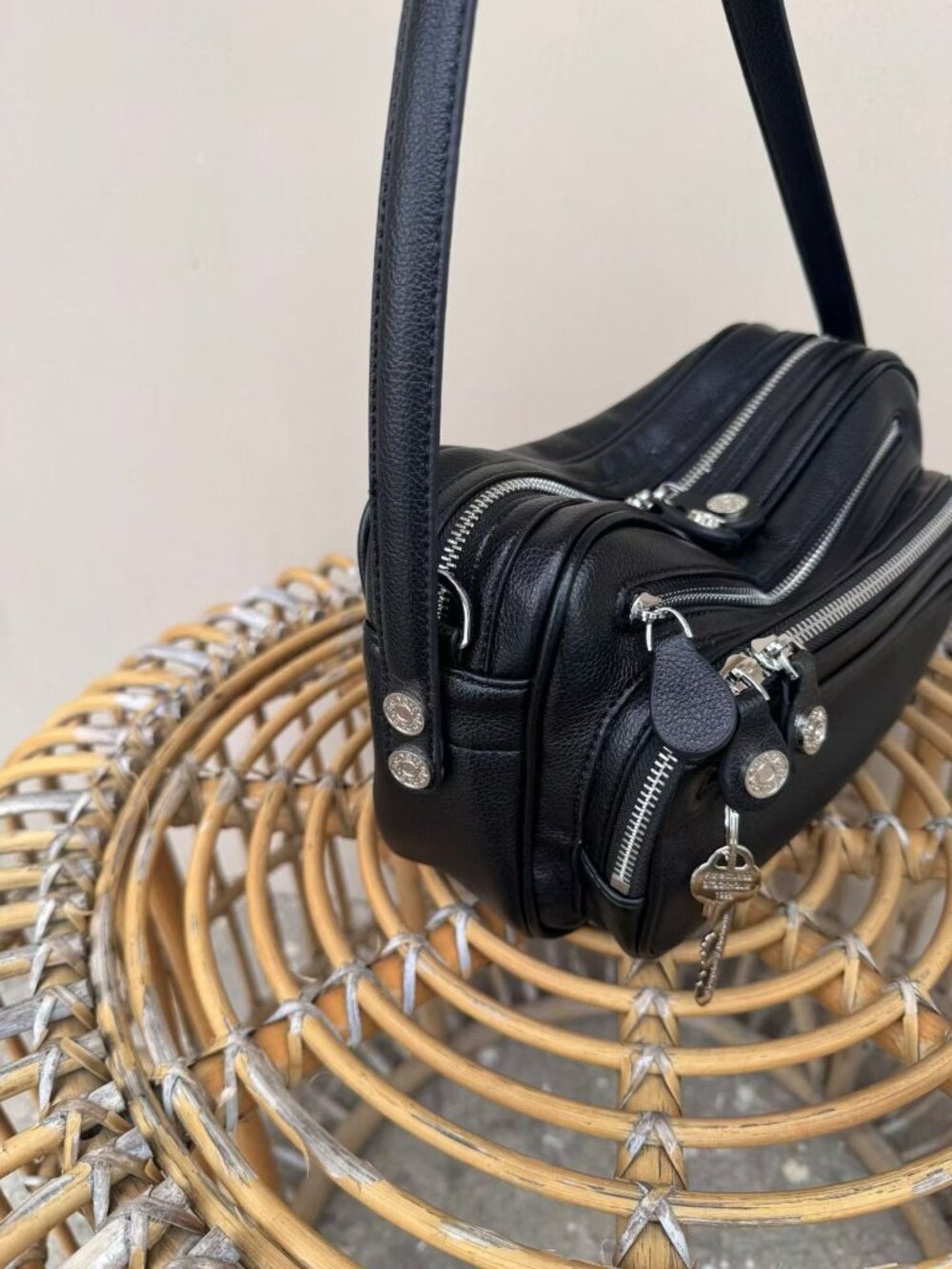 Acne Studios Multipocket Black Multi-Pocket Biker-Style Shoulder Bag - Picture 3 of 3